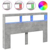 Headboard Cabinet with LED Concrete Grey 160x17x102 cm 839206