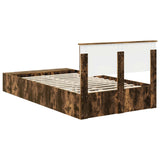 Bed Frame with Shelf Smoked Oak 120 x 190 cm Engineered Wood 3408386