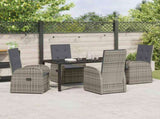 Garden Dining Set with Cushion 5 pcs Grey Poly Rattan 3379495