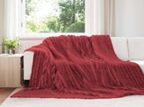 Throw Blankets 6 pcs Bordeaux Red 240 x 220 cm Fleece 42016895