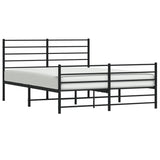 Metal Bed Frame without Mattress with Footboard Black 140x190cm 352337