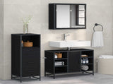 Bathroom Furniture Set 3 pcs Black Oak Engineered Wood 3402526