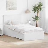 Bed Frame with Headboard White 100 x 200 cm Engineered Wood 3408299