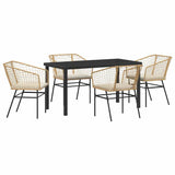 Garden Dining Set 5 pcs Brown Poly Rattan 3380913