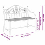 Garden Bench Black 104 x 54 x 93cm Steel 42008115