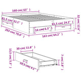 Bed Frame Grey Sonoma Engineered wood, Plywood Double Bed Frame 3280375