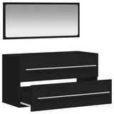 Bathroom Cabinet with Mirror Black Engineered Wood 833880