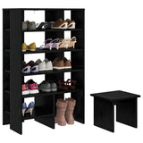 Shoe Cabinet with Shelf 2 pcs Black Oak Engineered Wood 8000381