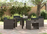 Garden Dining Set 5 pcs Grey Poly Rattan 3380693