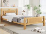 Wooden bed, 3ft single bed 90190cm, MDF with rattan paper, Sturdy bed slats, PineMDFPlywood, Wood N604P353107N