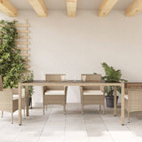 Garden Table with Glass Top Beige 190x90x75 cm Poly Rattan 365539
