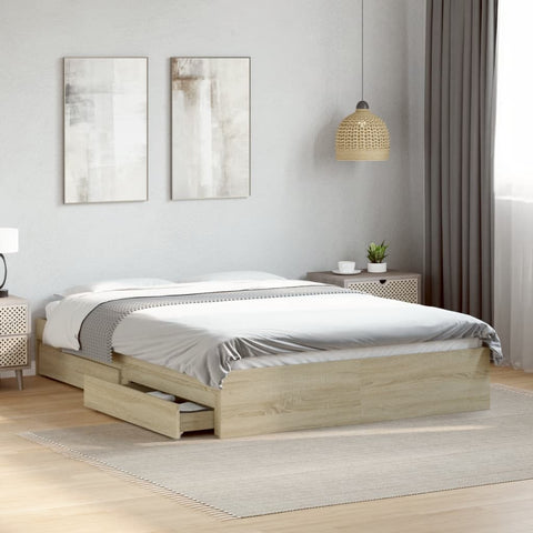 Bed Frame with Drawers without Mattress Sonoma Oak 140x190 cm 3280687