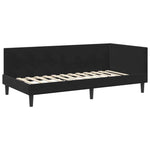 Corner Bed Frame Black 90 x 200 cm Velvet and Engineered wood 42016231