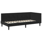 Corner Bed Frame Black 90 x 200 cm Velvet and Engineered wood 42016231