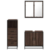 3 Piece Bathroom Furniture Set Brown Oak Engineered Wood 3301009