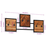 Wall Coat Rack 90x1x35 cm Solid Wood Acacia and Iron 372743