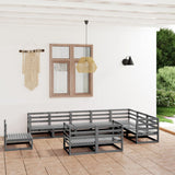 10 Piece Garden Lounge Set Grey Solid Pinewood 3075816