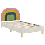 Children's Bed Frame with Headboard Cream 80 x 160 cm Velvet 42011006
