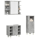 3 Piece Bathroom Furniture Set Concrete Grey Engineered Wood 3324854