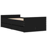 Bed Frame Black Engineered wood, Plywood Single Bed Frame 3207379