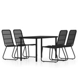 Dining Set Black Powder-Coated Steel, PE Rattan, Glass 5 Piece Set 3099169
