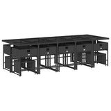 15 Piece Garden Dining Set with Cushions Black Poly Rattan 3211350