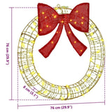 Wreath with 60 LEDs Warm white 76 x 76 x 8 cm PET 42019136