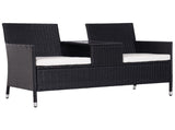 2-Seater Rattan Chair Set W/Middle Tea Table-Black T3398P313645