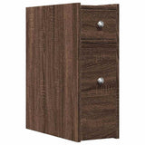 Narrow Bathroom Cupboard with Wheels Brown Oak Engineered Wood 855292