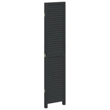 Room Divider 3 Panels Black Solid Wood Paulownia 358846