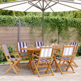 7 Piece Garden Dining Set Blue and White Fabric and Solid Wood 3281717