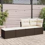 ZNTS 2 Piece Garden Sofa Set with Cushions Brown Poly Rattan Acacia 3328666