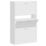 Shoe Cabinet High Gloss White 63x24x103 cm Engineered Wood 342554