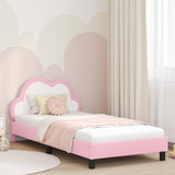 Children's Bed Frame with Headboard Pink 90 x 190 cm PU 42011181