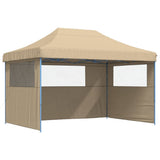 Foldable Party Tent Pop-Up with 3 Sidewalls Beige 4005015