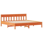ZNTS Bed Frame without Mattress Wax Brown 200x200 cm Solid Wood Pine 3323211