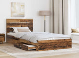 Bed Frame with Drawer Old Wood 90 x 190 cm Engineered Wood 3412026