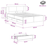 Bed Frame with Storage and Headboard Artisan Oak 150 x 200 cm 3445808