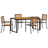Garden Dining Set 5 pcs Black and Brown Poly Rattan 3365475
