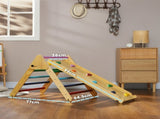 Toddler Climbing Frame for Kids, with Ramp, 3-in-1 Wooden Pikler Triangle Set for 18-48 Months, T3398P379002