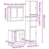 3 Piece Bathroom Furniture Set Brown Oak Engineered Wood 3301109