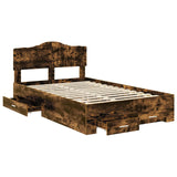 Bed Frame with Drawer Smoked Oak 135 x 190 cm Engineered Wood 3413206