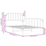 Metal Bed Frame without Mattress with Footboard White 107x203cm 373950