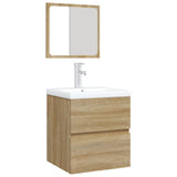Bathroom Sink Cabinet with Basin and Mirror Sonoma Oak 3114173
