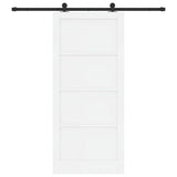 Sliding Door White and Black 93 x 211 cm Solid Pine Wood 3333377