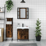3 Piece Bathroom Cabinet Set Smoked Oak Engineered Wood 3214762