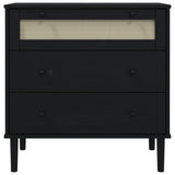 Drawer Cabinet SENJA Rattan Look Black 80x40x80 cm Solid Wood Pine 358024
