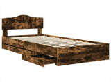Bed Frame with Drawer Smoked Oak 90 x 200 cm Engineer Wood 3413044