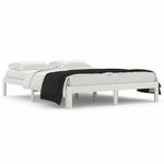Bed Frame without Mattress White Solid Wood 150x200cm King Size 810371