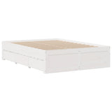 Bed Frame without Mattress with Drawers White 140x200 cm Solid Wood Pine 3308805
